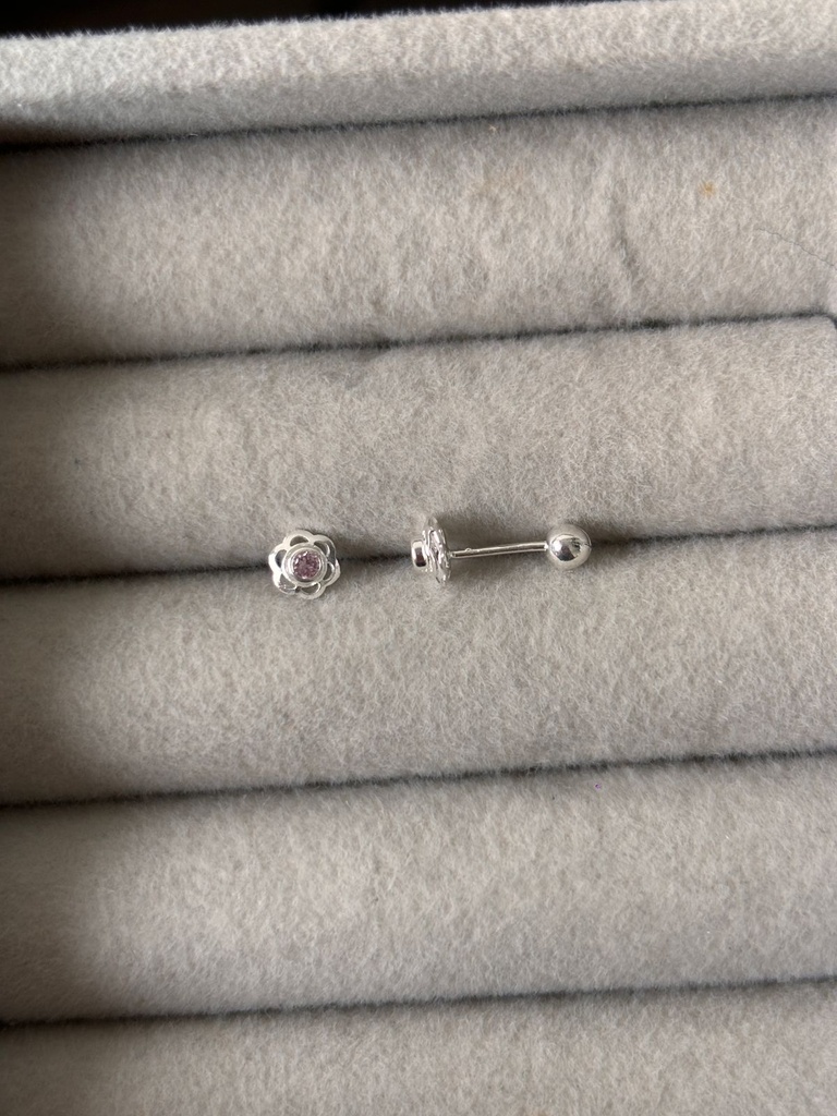 Aretes con seguro de bebe rosa 