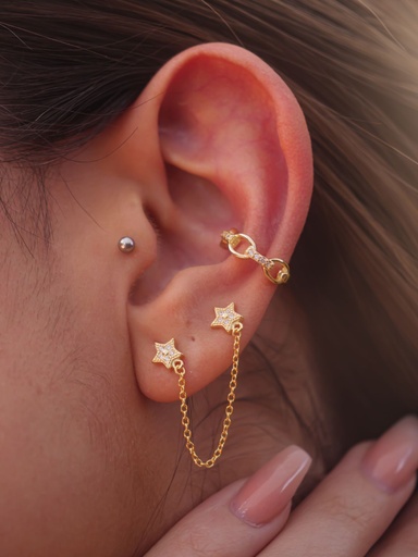 ARETES ESTRELLAS CON CADENA